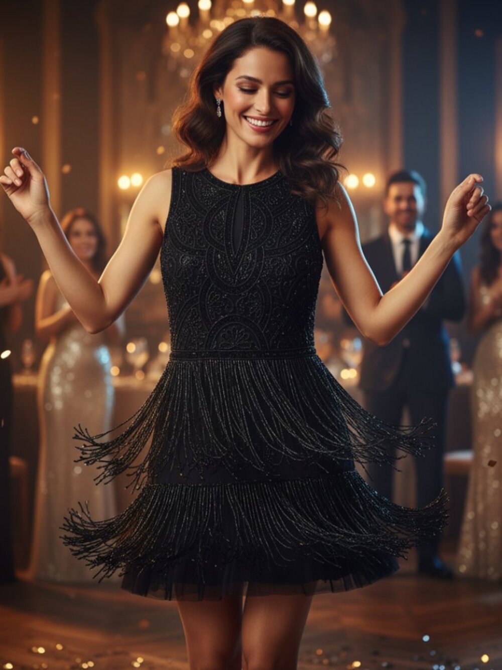 Adrianna Papell Women's Black Beaded Dress Size 8